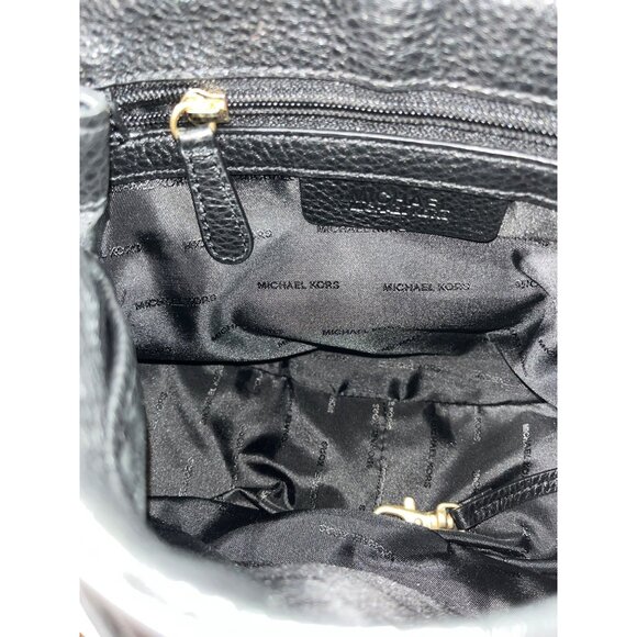 Michael Kors Women's Black Leather Suede & Gold Tone Hardware Handbag Sz M - Picture 11 of 13